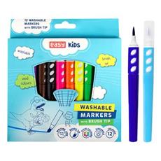 EASY BRUSH Vypratelné štětečkové fixy, 12 barev