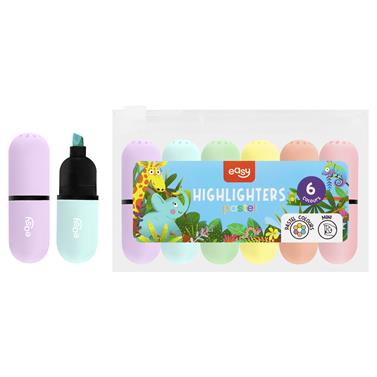 EASY Kids FLASH MINI PASTEL Sada pastelových zvýrazňovačů, kulaté, 6 barev