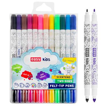 EASY Kids TWIN Oboustranné fixy s vůní, vypratelné, 12 barev