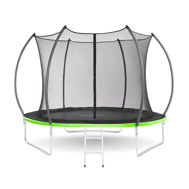 Spokey BOUNCE Trampolína 305 cm s ochrannou sítí a schůdky, černo-zelená