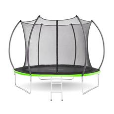 Spokey BOUNCE Trampolína 305 cm s ochrannou sítí a schůdky, černo-zelená