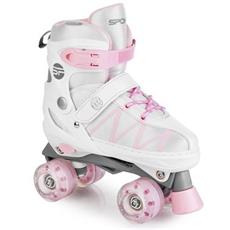 Spokey BUFF PRO Trekové brusle regulovatelné, bílo-růžové, ABEC7, vel. 30-41