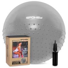 Spokey HALF FIT Gymnastický míč 2v1 masážní, 65 cm včetně pumpičky, šedý 