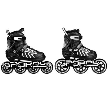 Spokey KHAN Kolečkové brusle, černo-bílé, ABEC7 Carbon, vel. 31-42