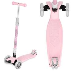Spokey PLIER PRO Skládací tříkolka dětská se svítícími kolečky, růžová
