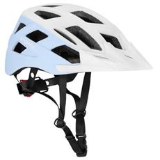Spokey POINTER Cyklistická přilba s LED blikačkou, 58-61 cm, bílo-modrá